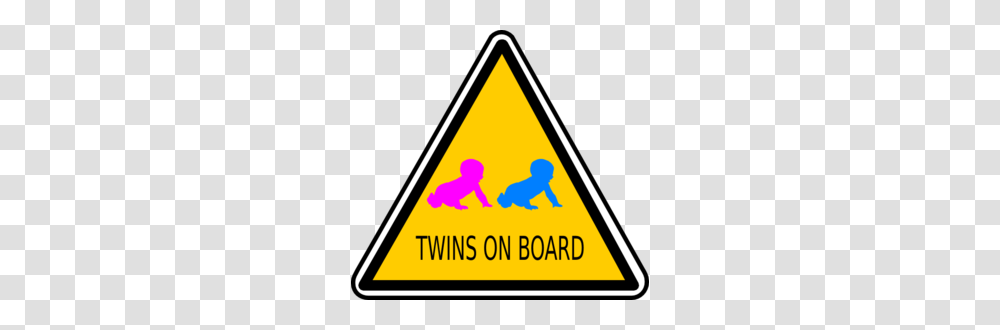 Twins On Board Sign Clip Art, Triangle, Road Sign, Person Transparent Png
