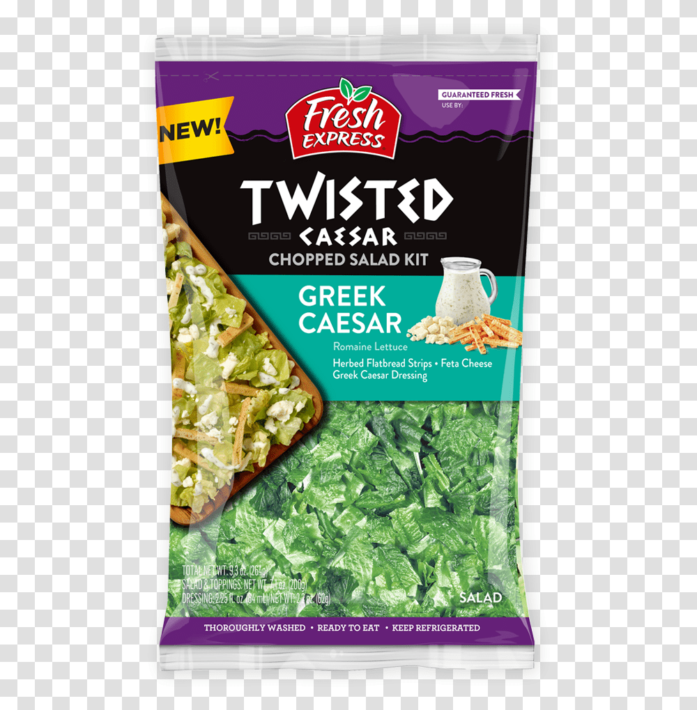 Twisted Greek Caesar Chopped Salad Kit Fresh Express Chopped Caesar Salad Kit, Plant, Poster, Advertisement, Paper Transparent Png