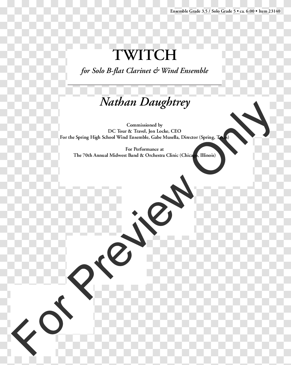 Twitch By Nathan Daughtry Jw Pepper Sheet Music Language, Text, Poster, Advertisement, Flyer Transparent Png