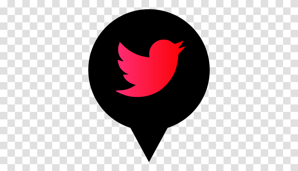 Twitter Free Black Red Social Media Pin Icon Designed By Logo Image, Symbol, Trademark, Bird, Animal Transparent Png