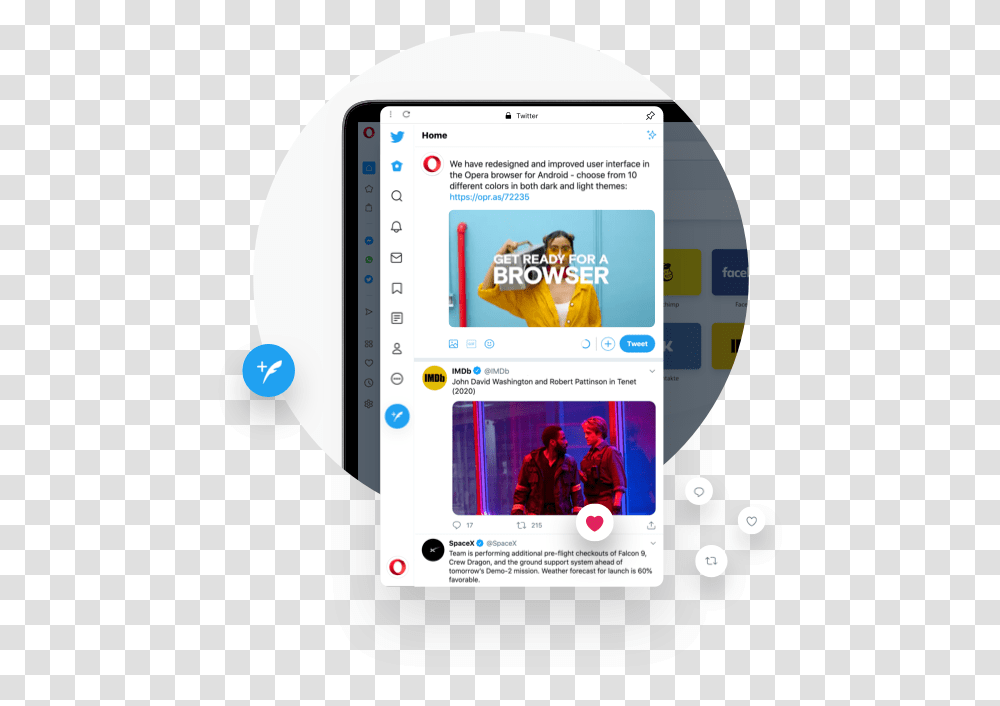 Twitter In Opera Smart Device, Person, Human, Computer, Electronics Transparent Png