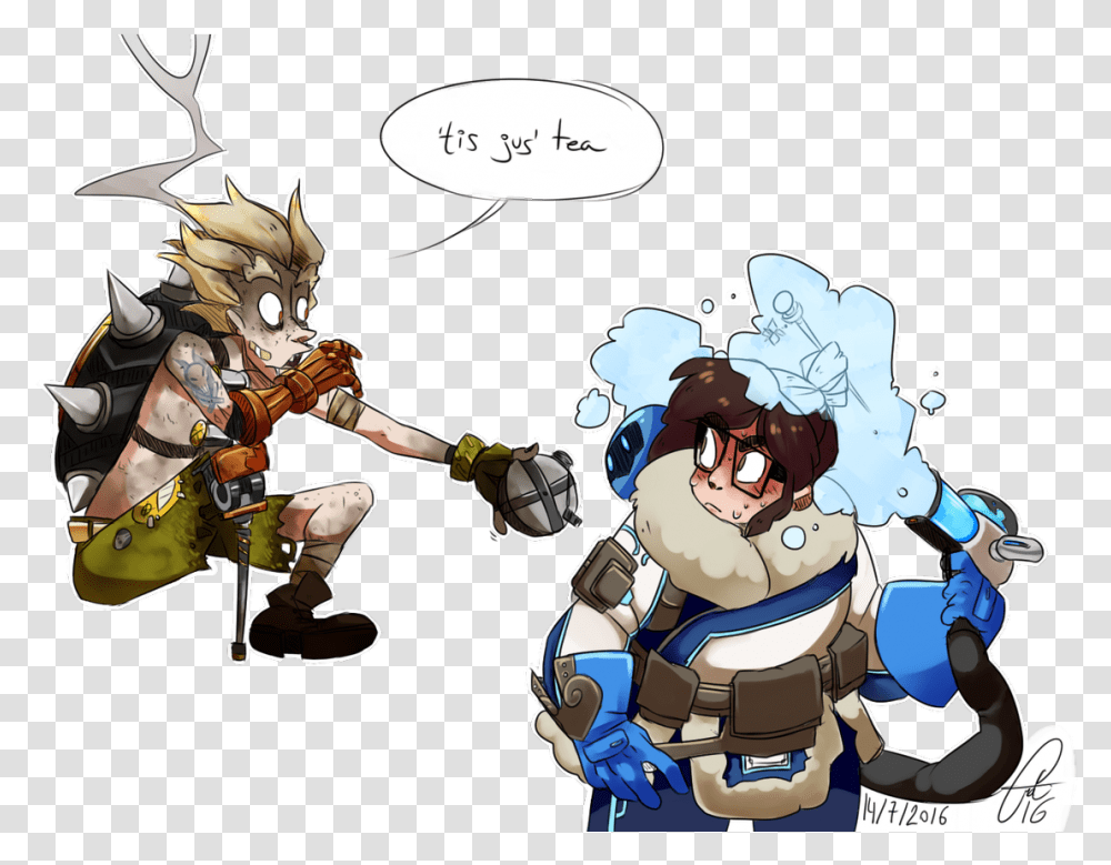 Twitter Overwatch Mei X Junkrat, Comics, Book, Person, Human Transparent Png