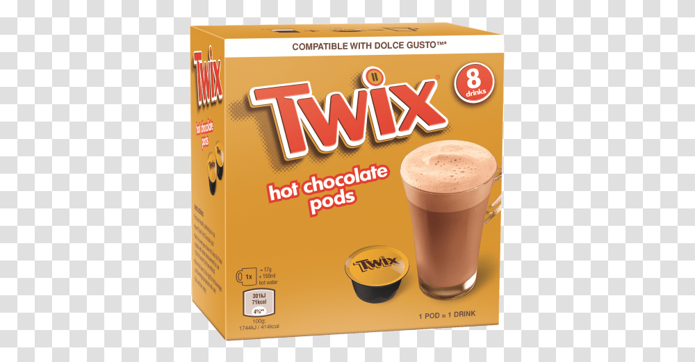 Twix Hot Chocolate Pods Twix, Coffee Cup, Latte, Beverage, Food Transparent Png