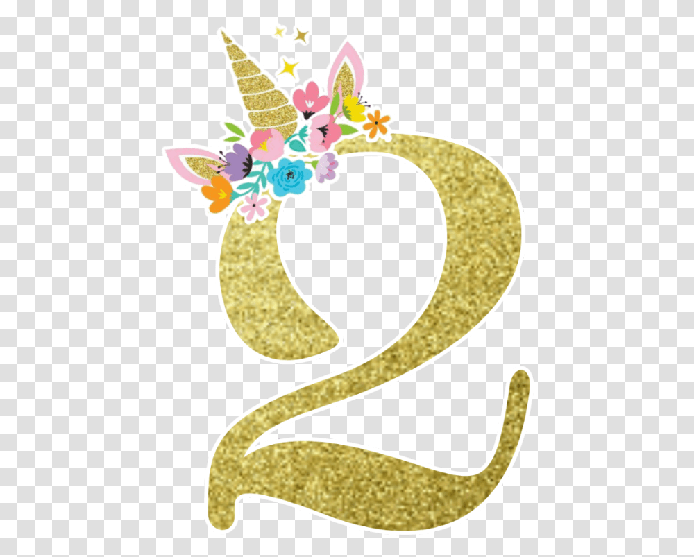 Two 2 Unicorn Glitter Unicornio Kawaii Cute Illustration, Alphabet Transparent Png
