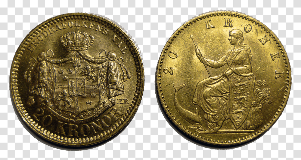 Two 20kr Gold Coins Scandinavian Monetary Union Transparent Png
