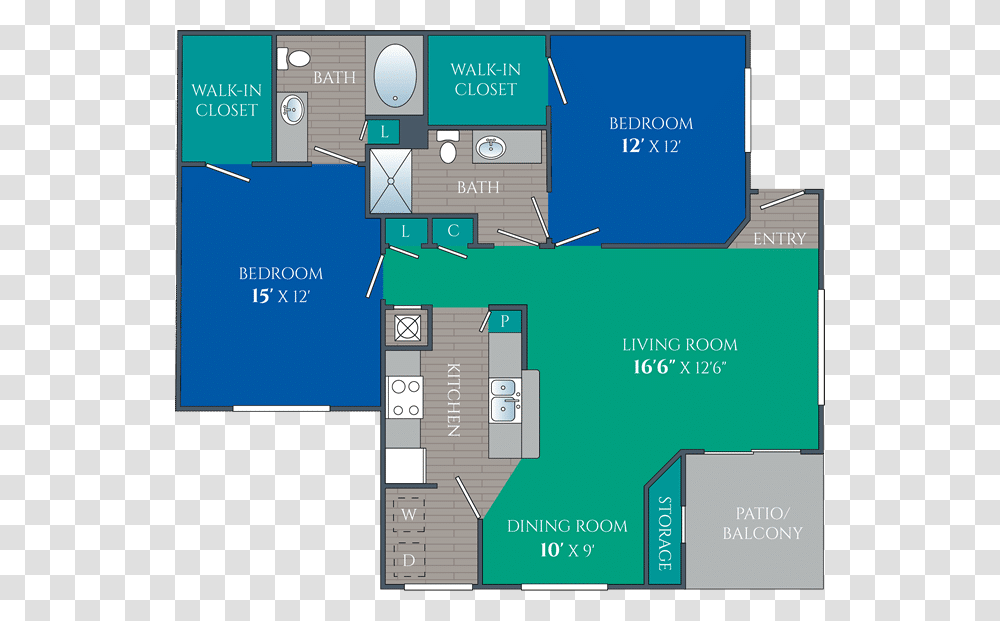 Two Bedroom Apartment Floor Plan, Diagram, Plot, Neighborhood, Urban Transparent Png