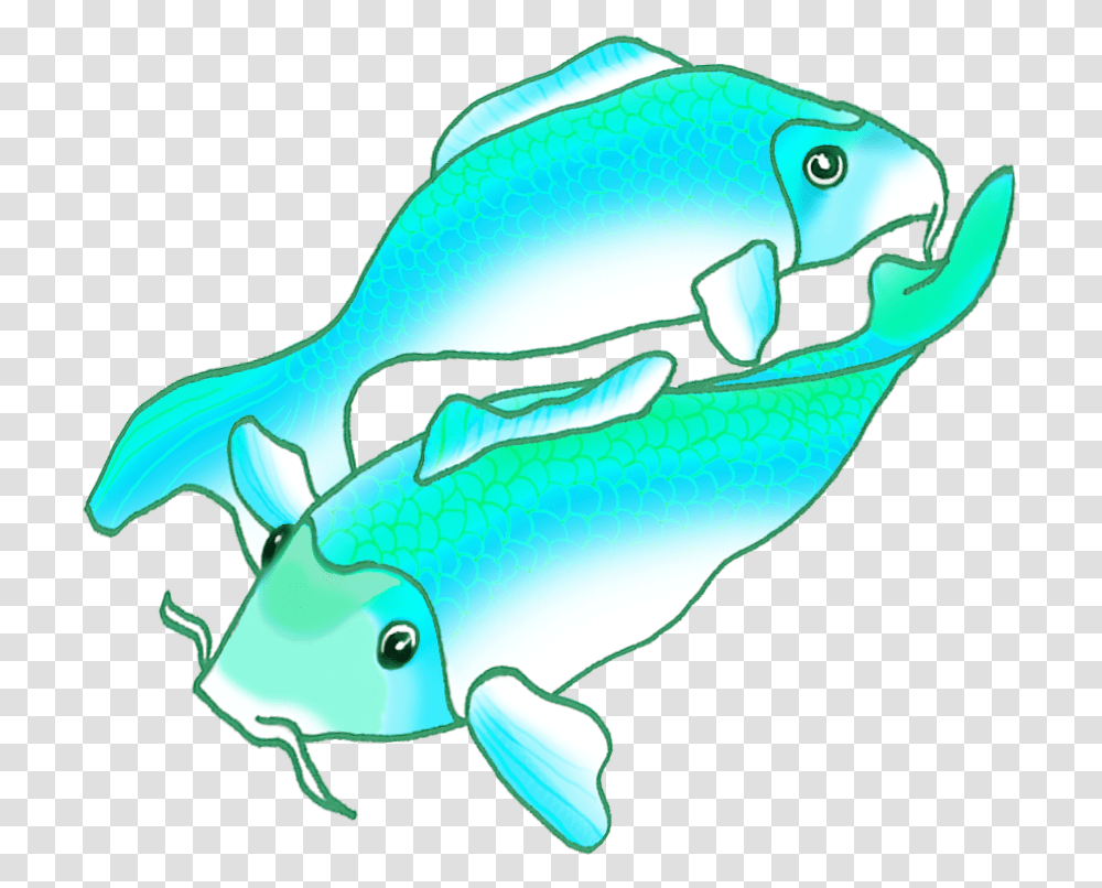 Two Blue Green Koi Fish, Sea Life, Animal, Mammal, Dolphin Transparent Png