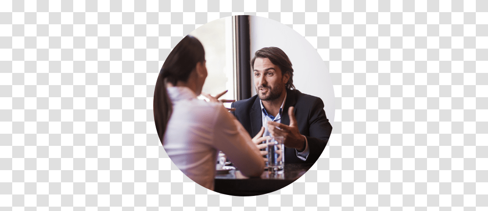 Two Business People Talking Businessperson Full Size Conversation, Sitting, Dating, Crowd, Glass Transparent Png