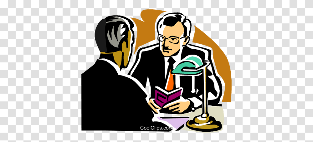 Two Businessmen Having A Discussion Royalty Free Vector Clip Art, Person, Human, Reading, Crowd Transparent Png