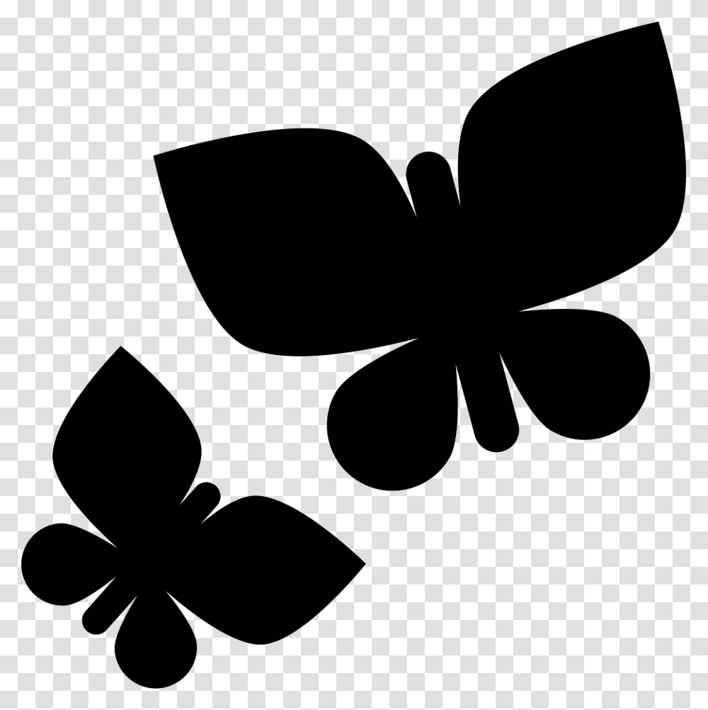 Two Butterflies, Stencil, Silhouette Transparent Png