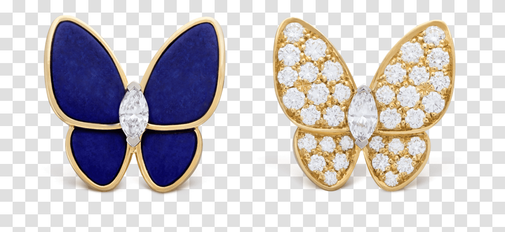 Two Butterfly Earrings Van Cleef Butterfly Earrings, Plant, Diamond, Gemstone, Jewelry Transparent Png