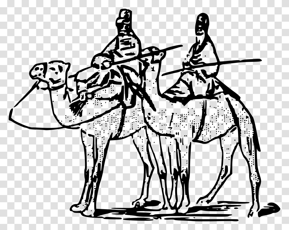 Two Camel Guys Clip Arts Black And White Man On Camel, Gray, World Of Warcraft Transparent Png