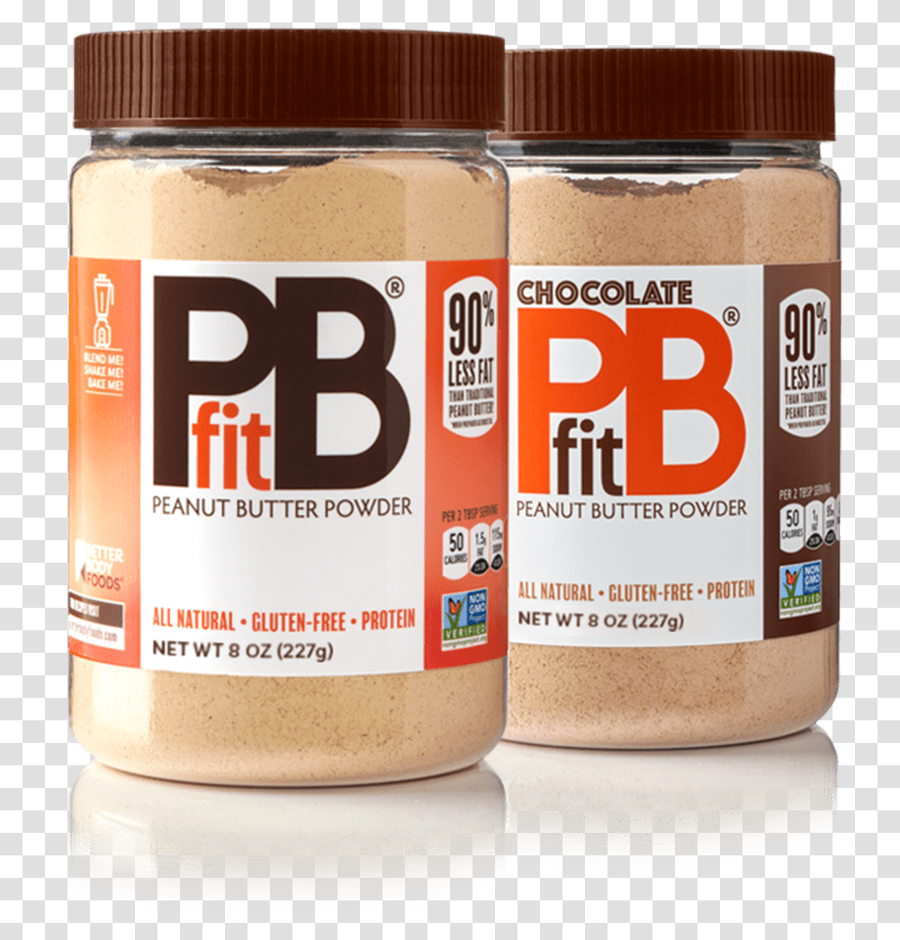 Two Containers Of Original And Chocolate Sugar Free Pbfit Peanut Butter Powder, Food Transparent Png