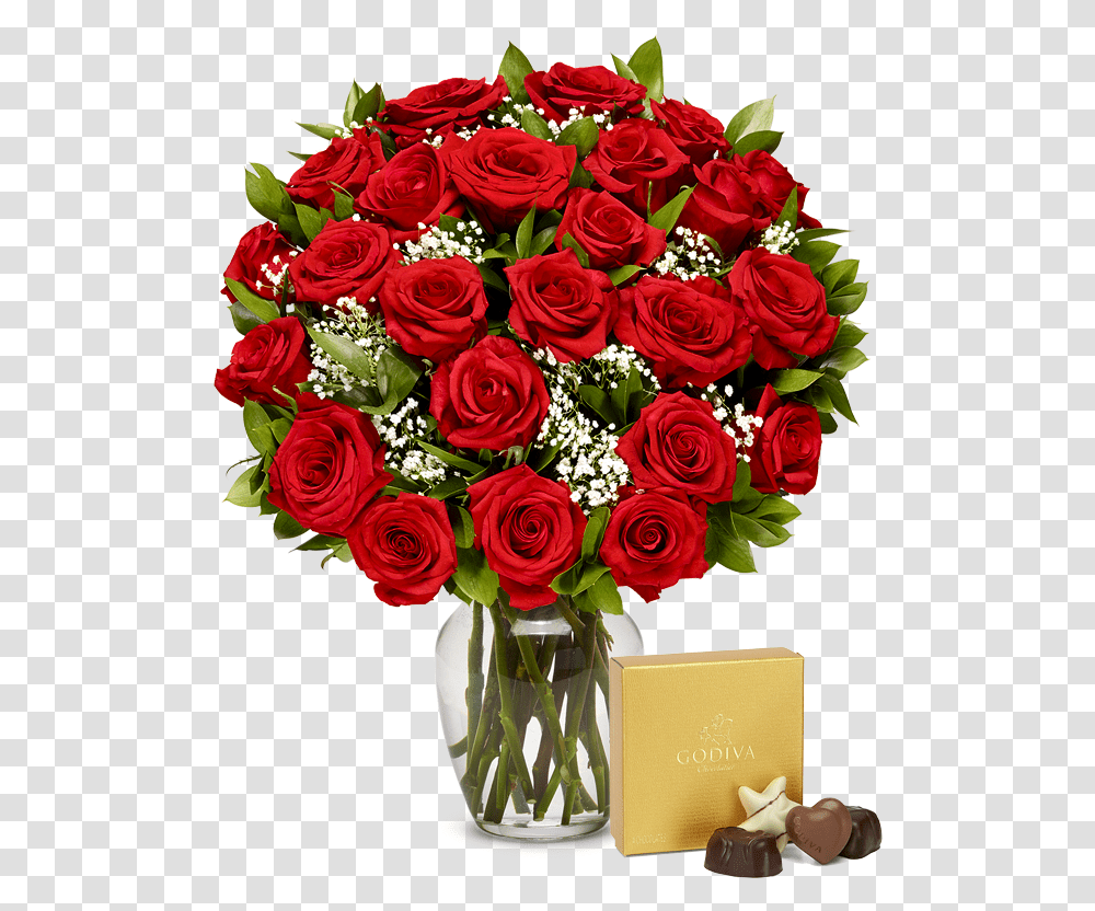 Two Dozen Red Roses With Chocolates Mothers Day Flower Arrangements, Plant, Flower Bouquet, Floral Design, Pattern Transparent Png