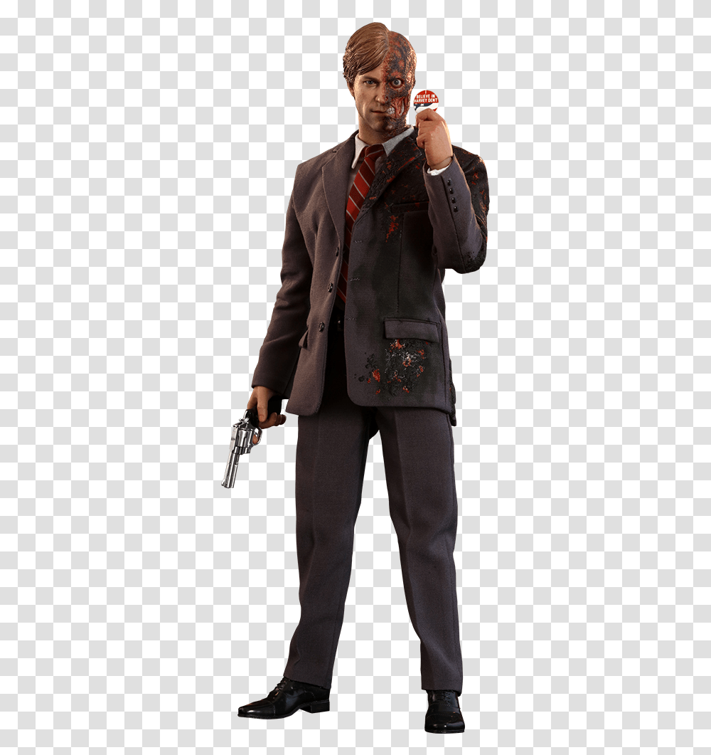 Two Face Dark Knight Hot Toys, Overcoat, Person, Jacket Transparent Png