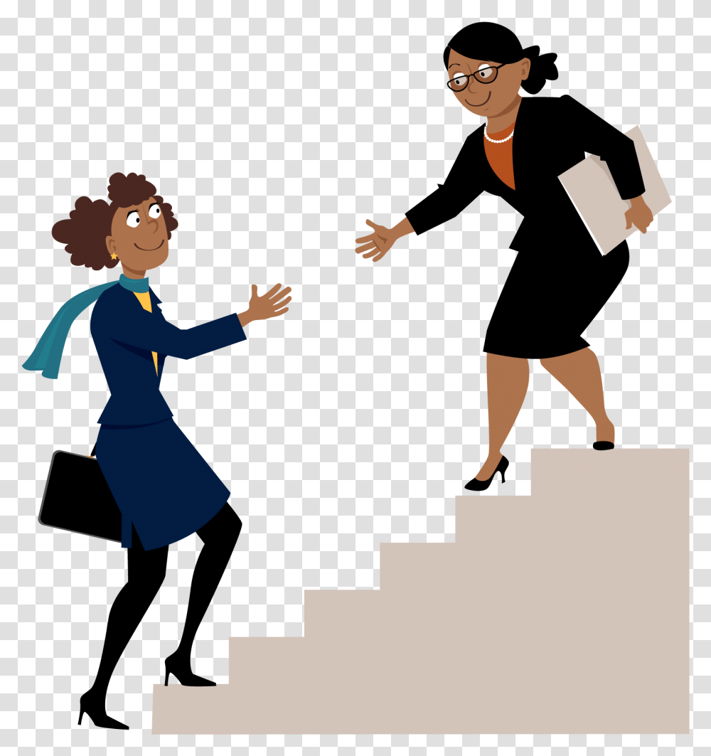 Two Female Employees Helping Each Other Women Helping Each Other, Person, Crowd, People Transparent Png