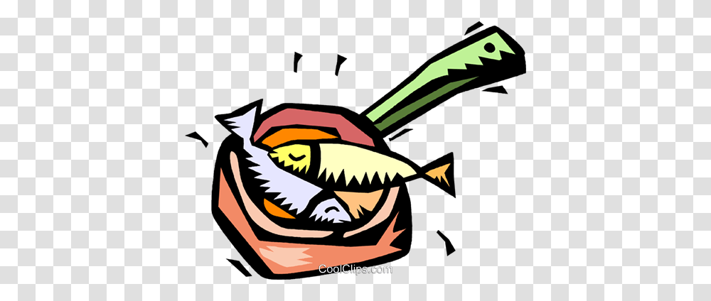 Two Fish In A Frying Pan Royalty Free Vector Clip Art Illustration, Bird, Animal, Vehicle, Transportation Transparent Png