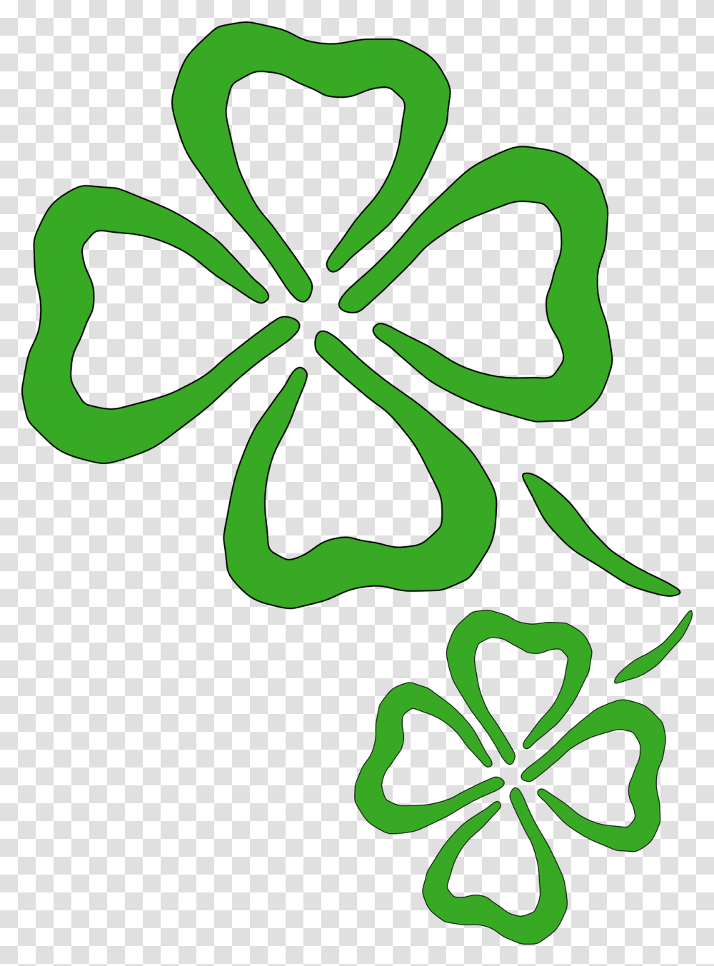 Two Four Leaf Clover, Green, Pattern, Plant, Ornament Transparent Png