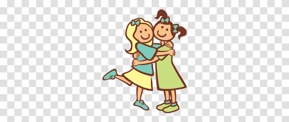 Two Friends Hugging Clipart Girls Hugging As Best Friends Chip, Poster, Crowd, Female Transparent Png