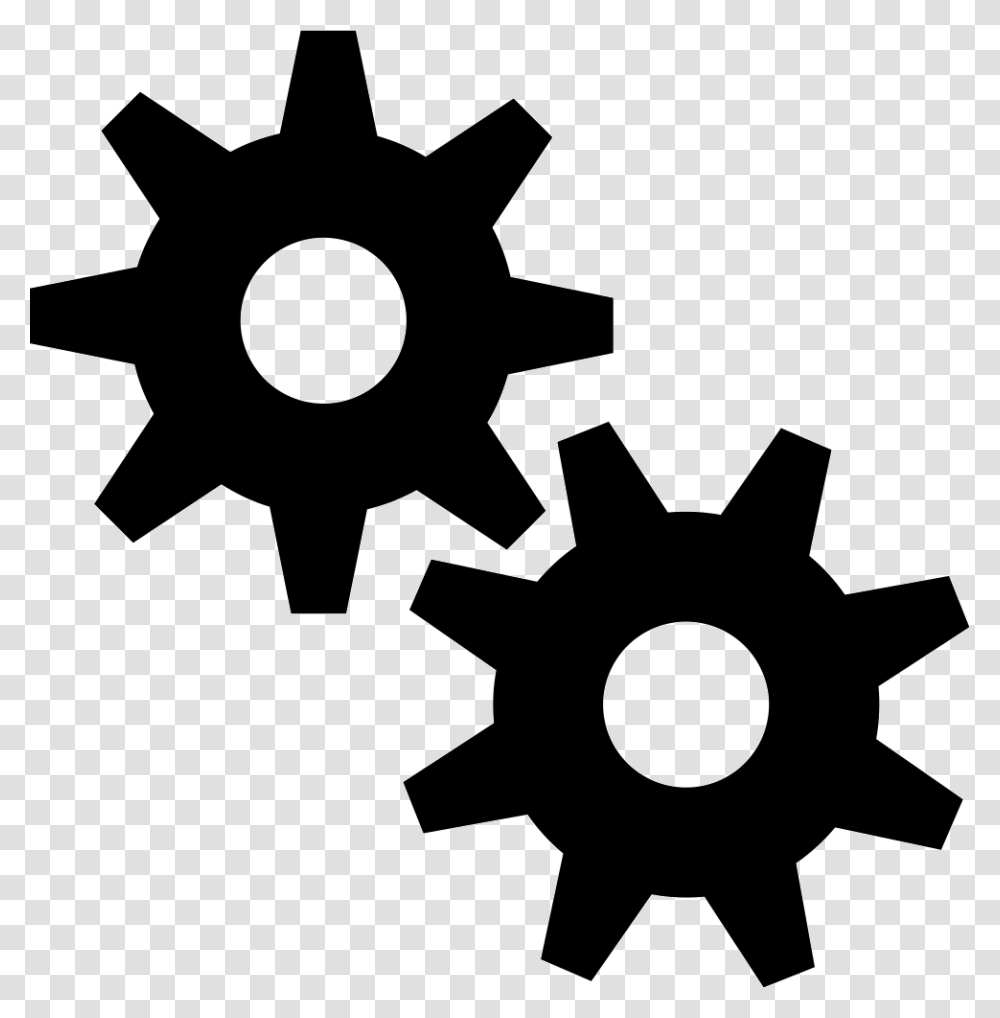 Two Gears Two Gears Icon, Cross, Machine Transparent Png