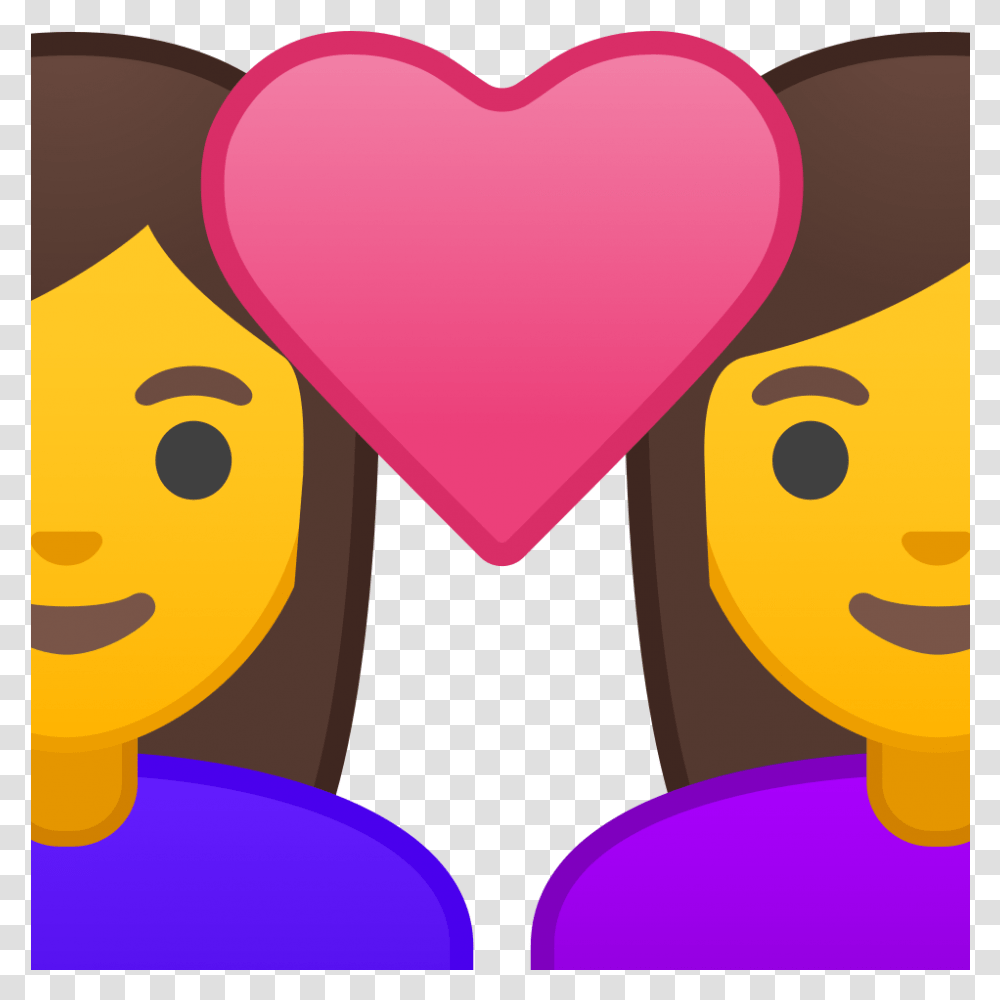 Two Girl Emoji With Heart, Face, Dating, Pillow, Cushion Transparent Png