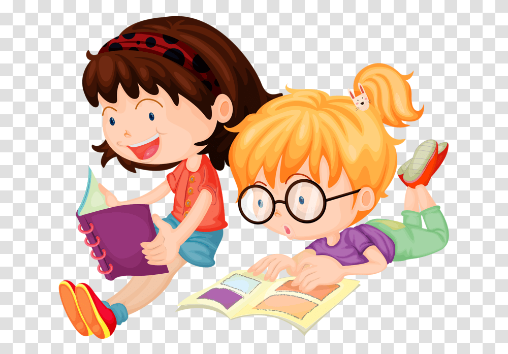 Two Girls Reading Clipart, Person, Female, People, Kid Transparent Png