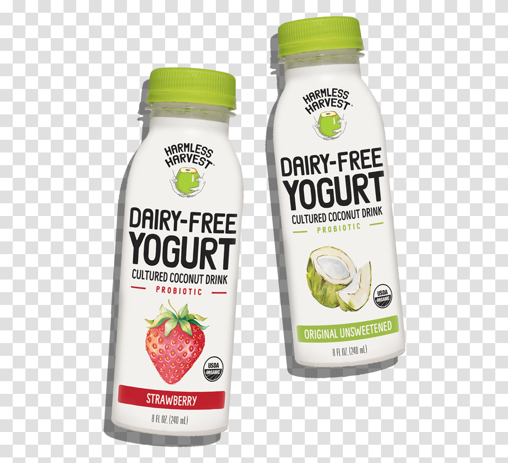 Two Harmless Harvest Dairy Free Yogurt Drink 8oz Bottles Harmless Harvest Yogurt, Beverage, Milk, Plant, Food Transparent Png
