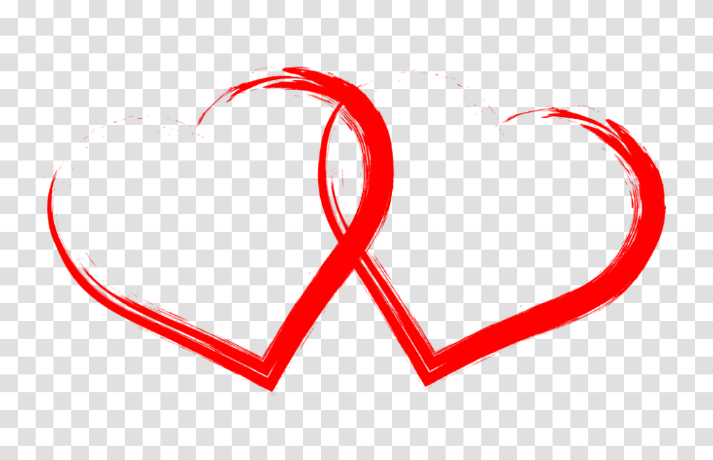 Two Hearts Drawn Red Image, Logo, Trademark Transparent Png