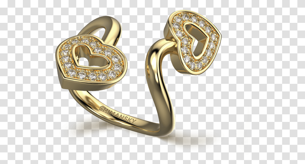Two Hearts Twisted Pave Ring 18k Yellow Gold Body Jewelry, Accessories, Accessory, Diamond, Gemstone Transparent Png