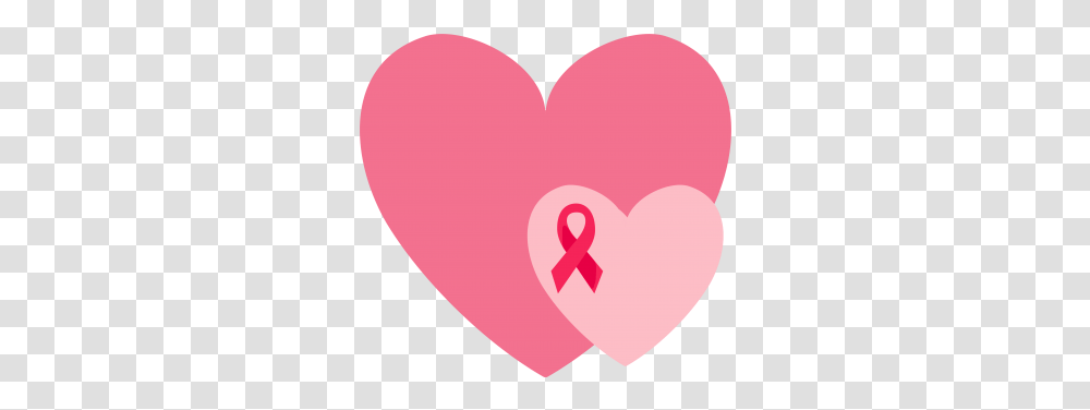 Two Hearts With Ribbon Breast Cancer Girly, Balloon Transparent Png