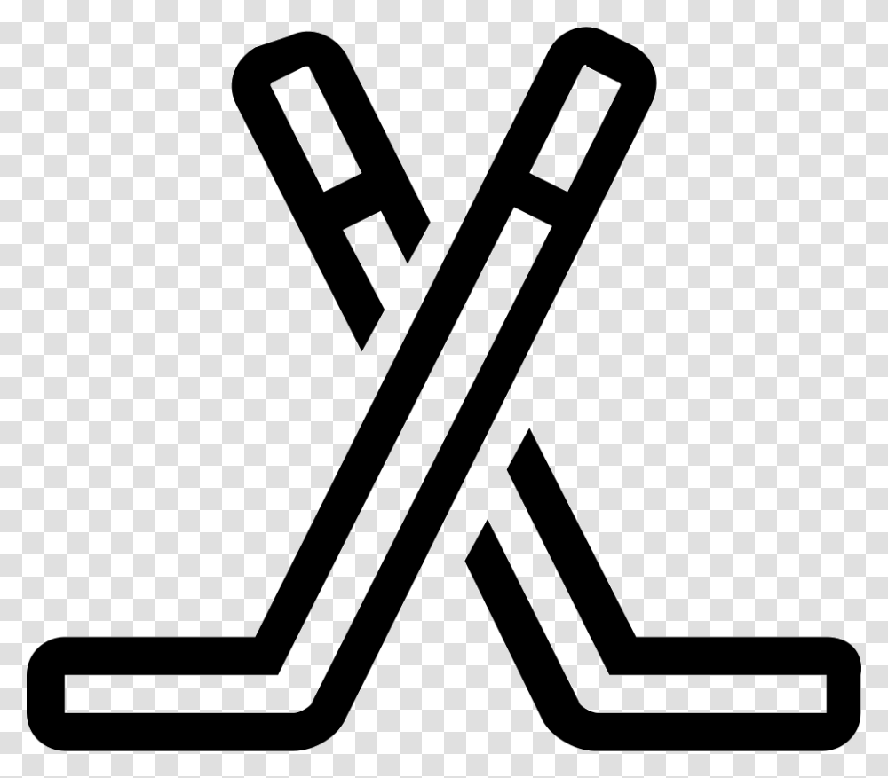 Two Hockey Sticks Outline, Stencil, Shovel, Tool Transparent Png