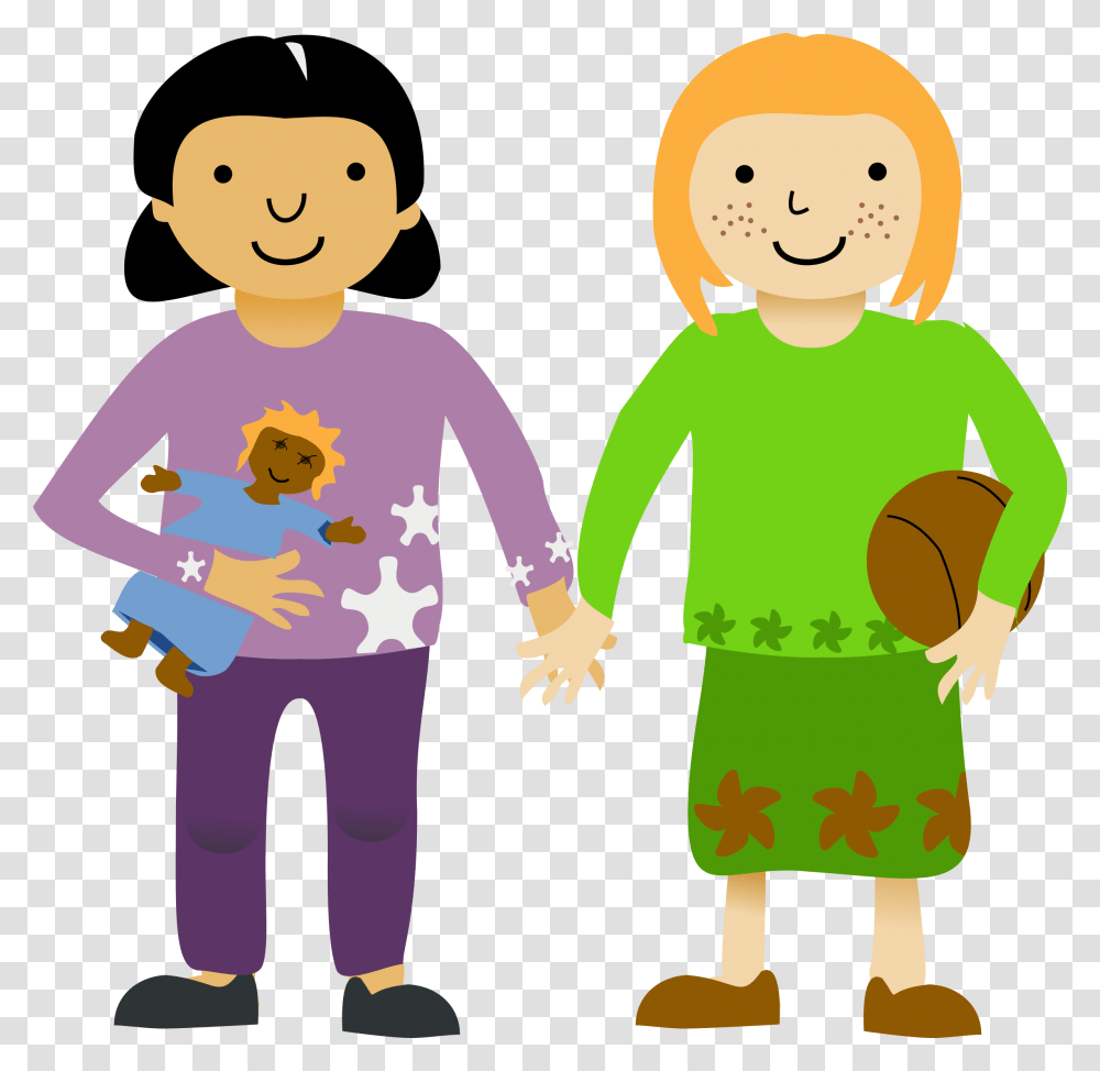 Two Little Girl Icons, Hand, Person, Human, Holding Hands Transparent Png