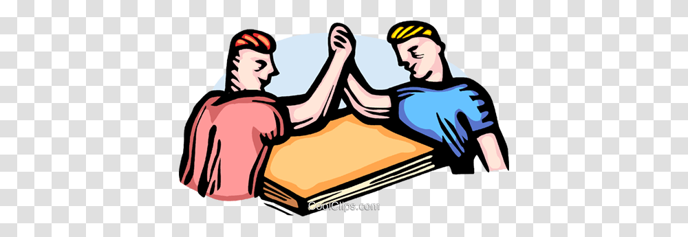 Two Men Having An Arm Wrestling Contest Royalty Free Vector Clip, Reading, Sitting, Video Gaming, Dating Transparent Png
