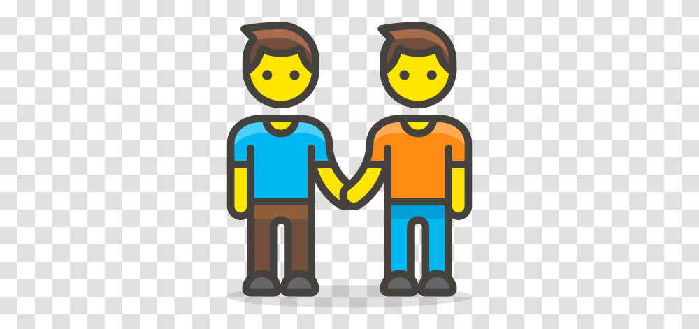 Two Men Holding Hands Free Icon Of Two People Cartoon, Poster, Advertisement, Text, Pac Man Transparent Png