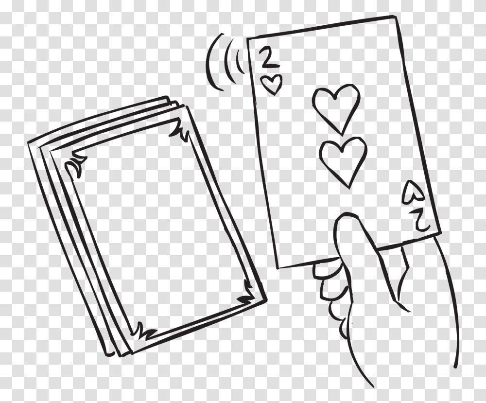 Two Of Hearts Is Pulled From A Deck Of Cards As Could Drawing, Alphabet, Label, Stencil Transparent Png