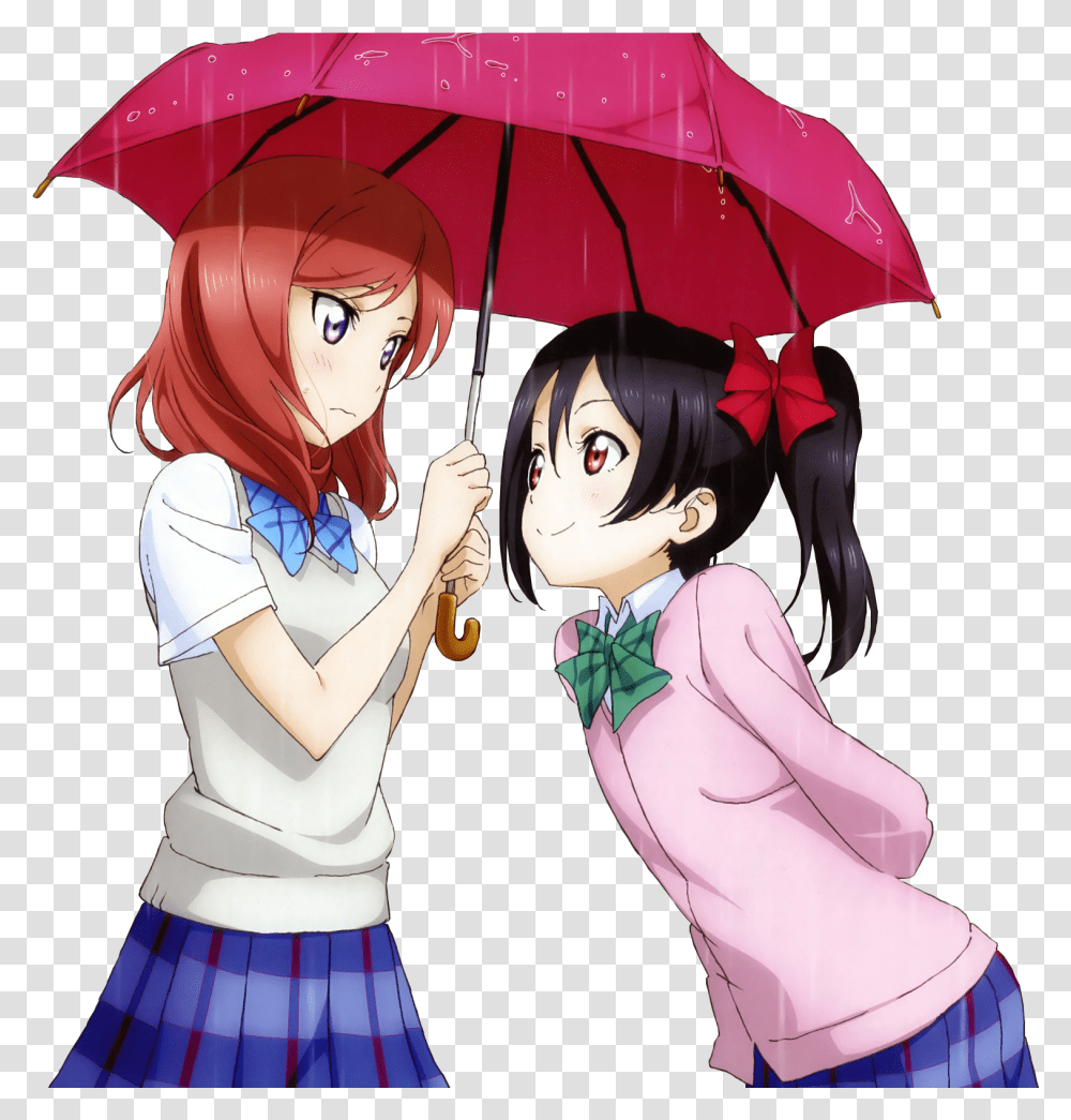 Two Of Us Under The Umbrella Maki And Nico Looking Love Live Nico And Maki, Comics, Book, Person, Human Transparent Png