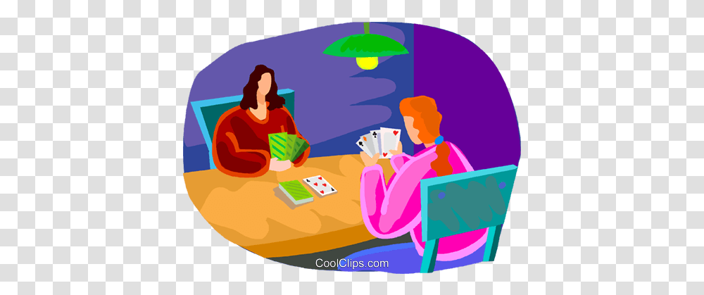 Two People Playing Cards Royalty Free Vector Clip Art 2 People Playing Cards, Graphics, Meal, Game, Leisure Activities Transparent Png