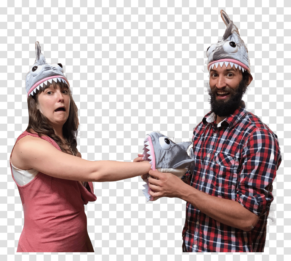 Two People Shark Hats Funny Two People Funny, Person, Finger, Leisure Activities Transparent Png