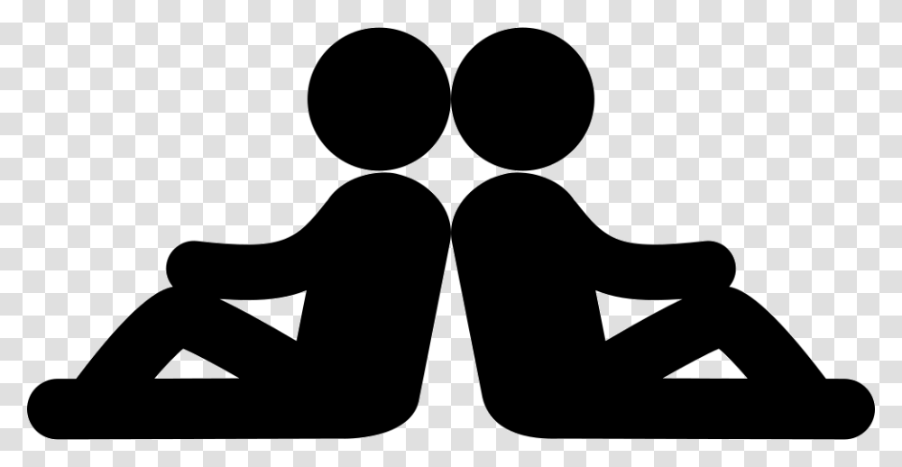 Two People Sitting Back To Back, Silhouette, Stencil Transparent Png