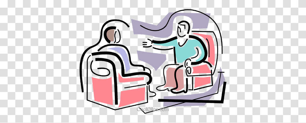 Two People Sitting In Chairs Royalty Free Vector Clip Art, Furniture, Armchair, Couch Transparent Png