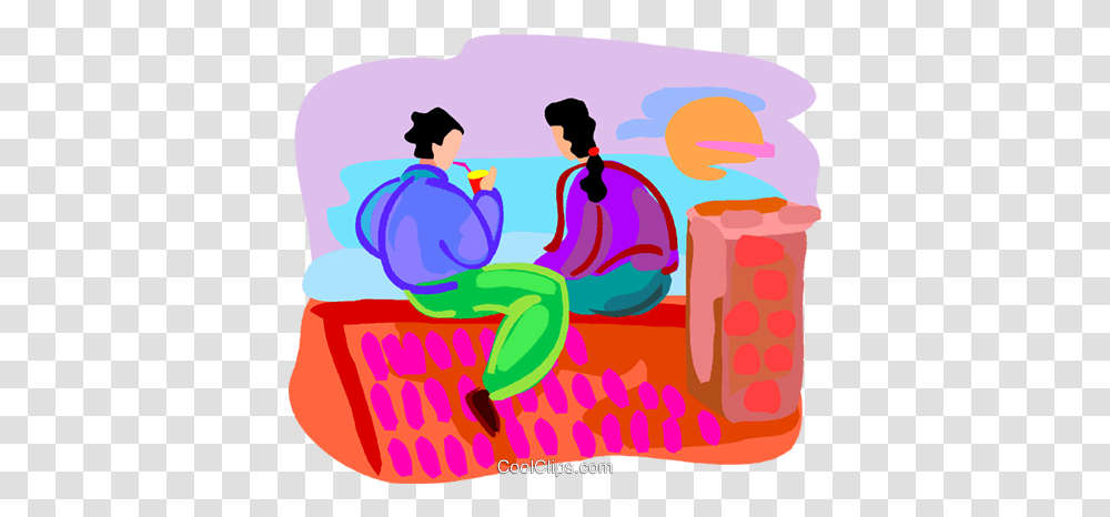 Two People Sitting Two People Sitting On Rooftop, Furniture, Art, Outdoors, Graphics Transparent Png