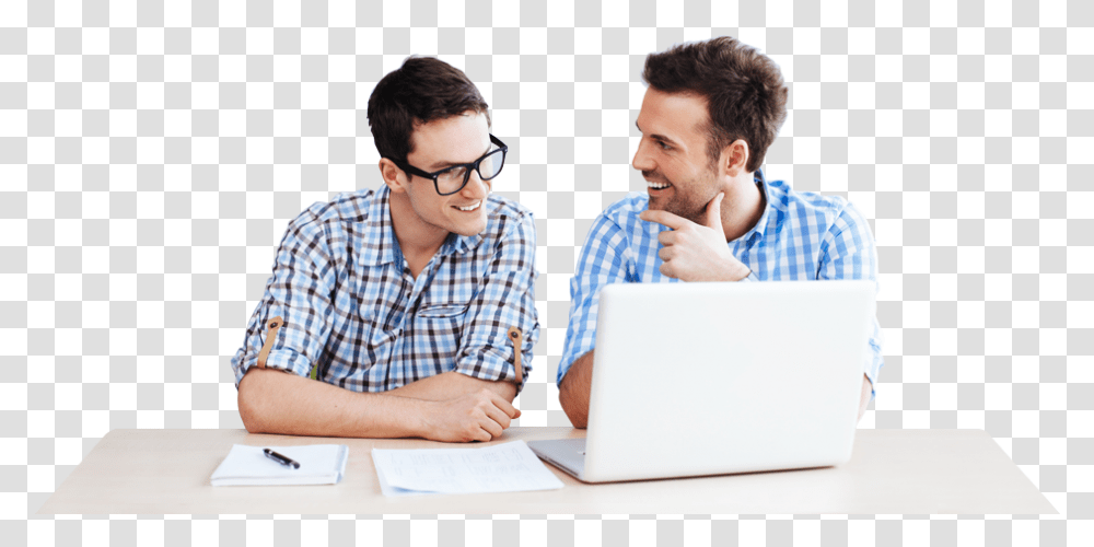 Two People Talking Image With One On One Training, Person, Sitting, Pc, Computer Transparent Png
