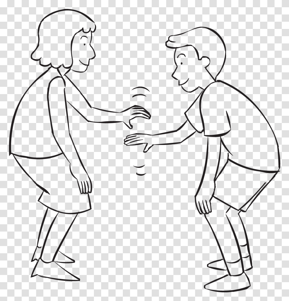 Two People Trying To Tag Each Others Knees In Knee Line Art, Hand, Person, Human, Holding Hands Transparent Png