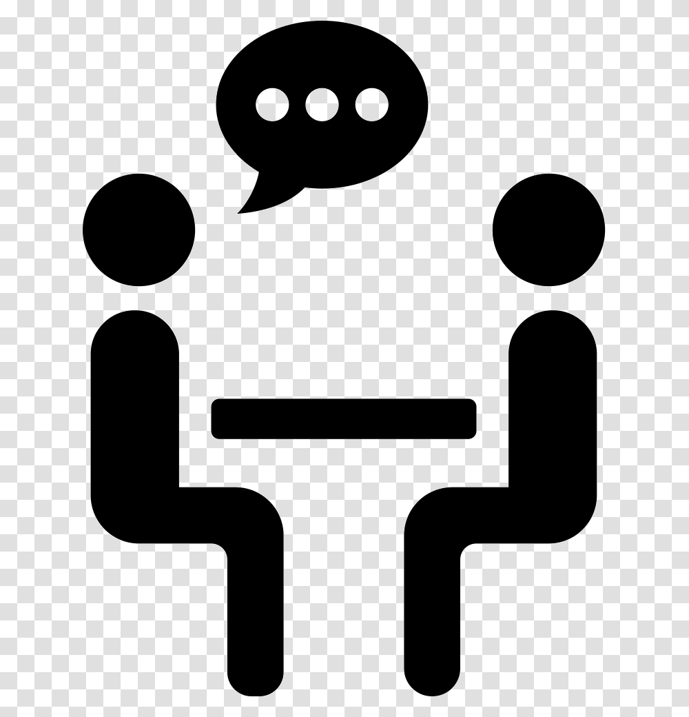 Two Persons Talking Sharing Sitting On A Table Icono Face To Face, Stencil, Hammer, Tool Transparent Png