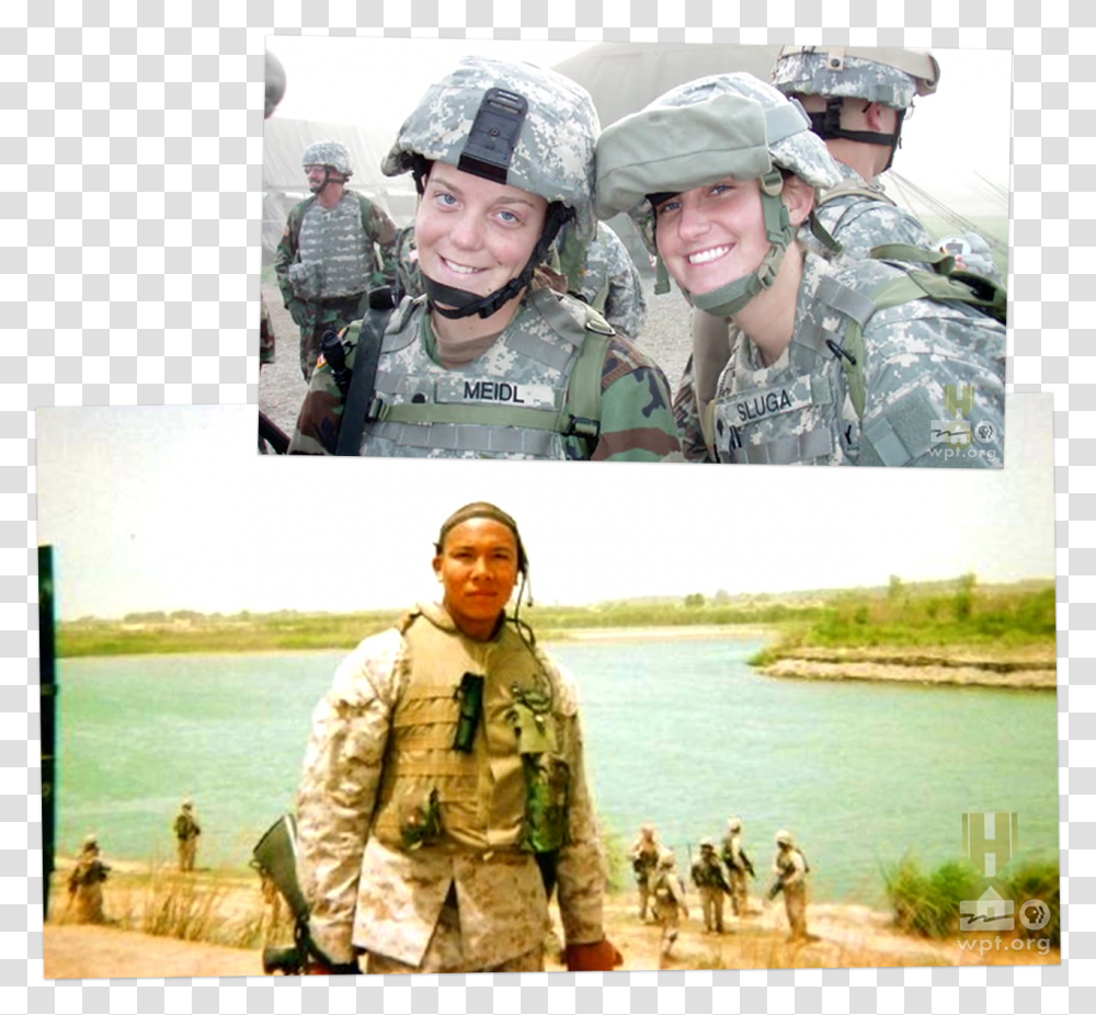 Two Photographs Of Americans Serving In The Military Veterans Coming Home, Helmet, Person, Military Uniform Transparent Png