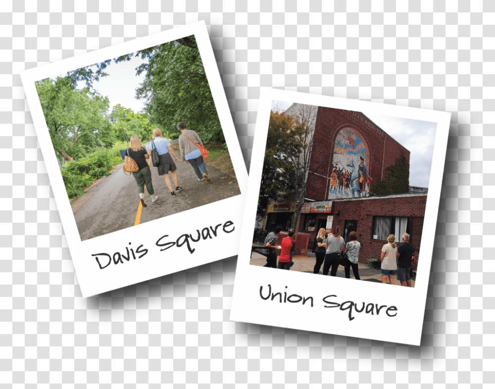 Two Polaroids Showing People Walking In Davis Square Flyer, Person, Poster, Advertisement, Collage Transparent Png