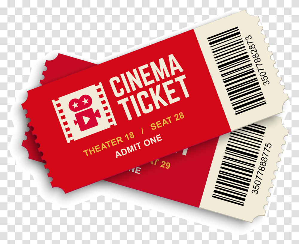Two Red Cinema Tickets Raffle Ticket, Paper, First Aid, Advertisement Transparent Png