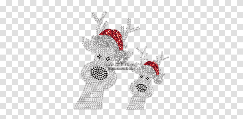 Two Reindeer In Red Christmas Hats Rhinestone Transfer Cstown Illustration, Embroidery, Pattern, Accessories, Accessory Transparent Png