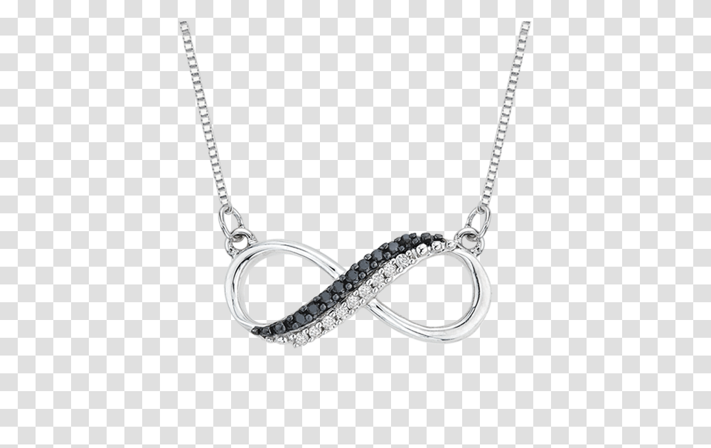 Two Row Infinity Black And White Diamond Pendant With Chain, Necklace, Jewelry, Accessories, Accessory Transparent Png