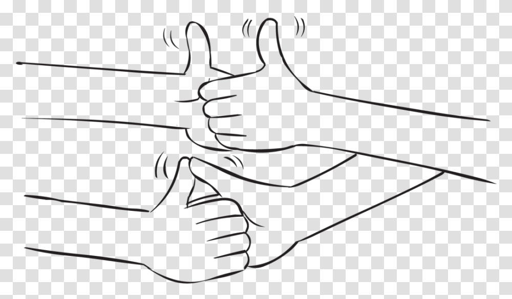 Two Sets Of Hands Gripped In A Fun Thumb Wrestling Drawing, Finger, Silhouette Transparent Png